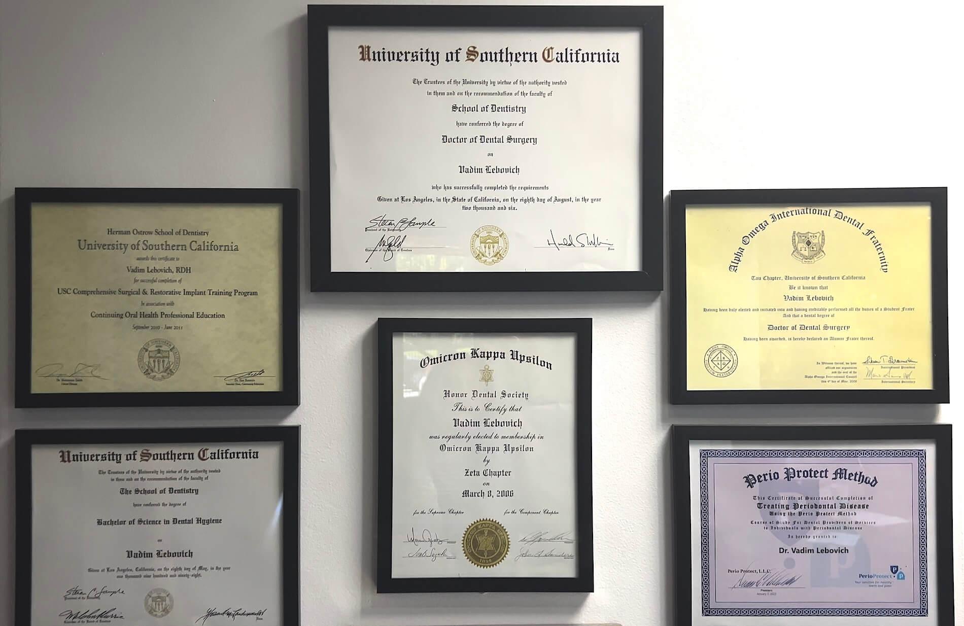 Vadim Lebovich DDS - Certificates